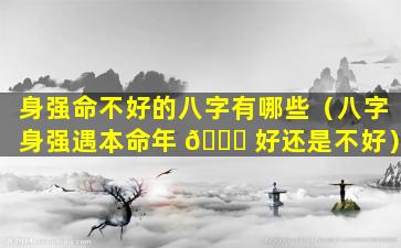 身强命不好的八字有哪些（八字身强遇本命年 🐎 好还是不好）